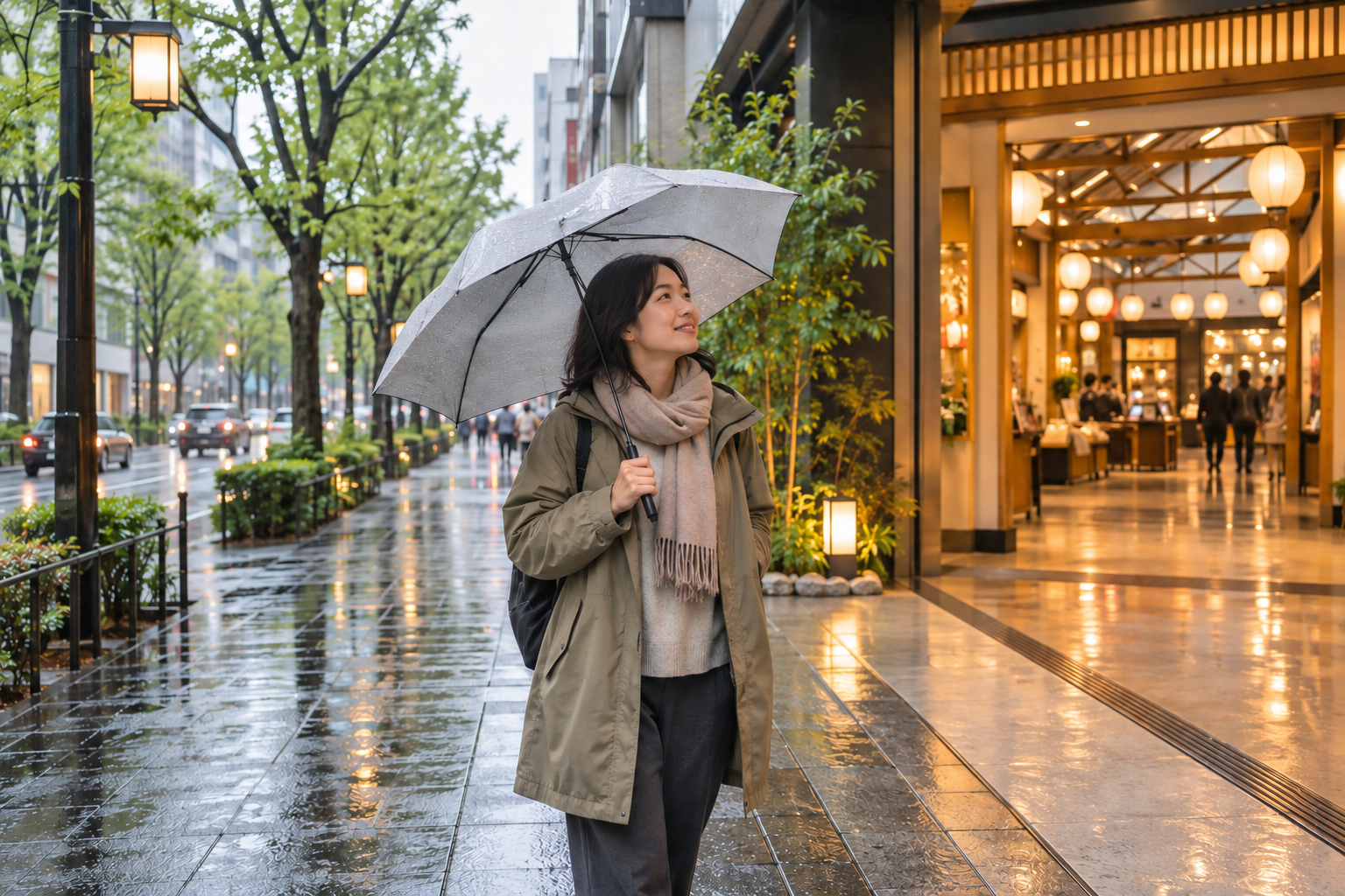AI-generated image of a rainy-day indoor alternative in Tokyo