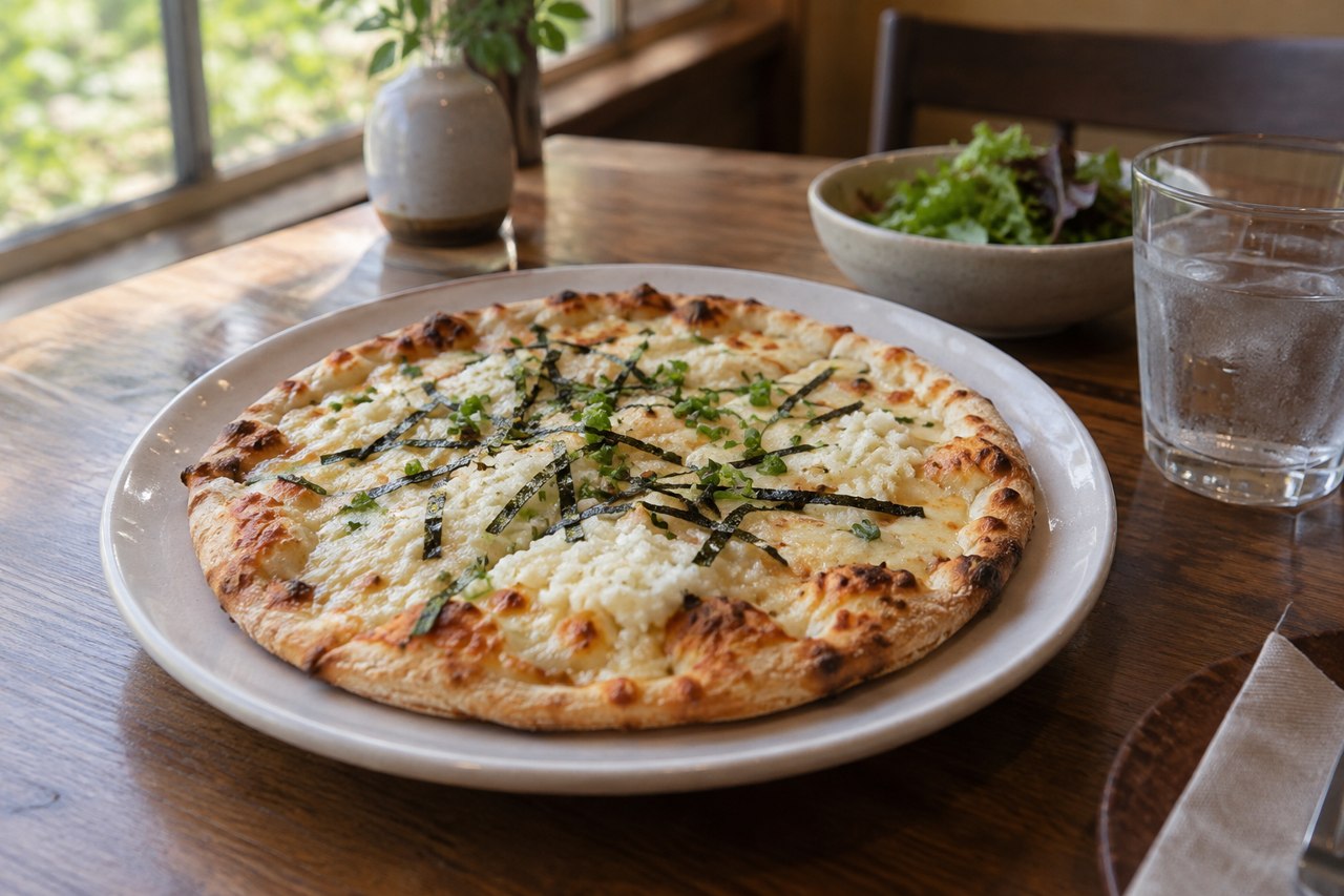 Concept of a tororo-yam pizza