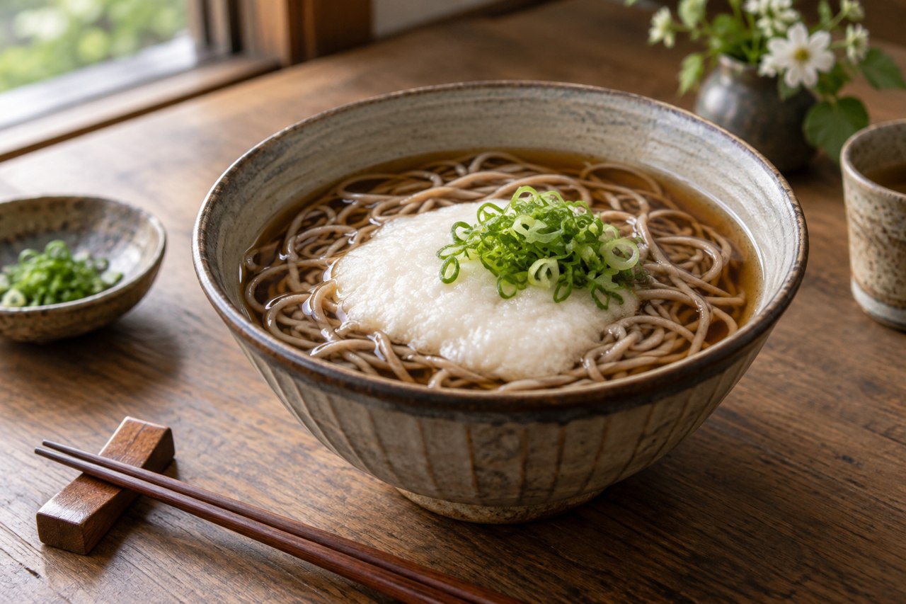 Concept of tororo soba with grated yam