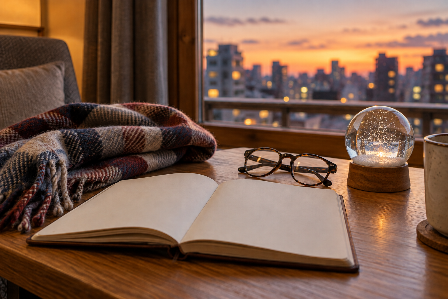 A planner and winter accessories for choosing an evening out