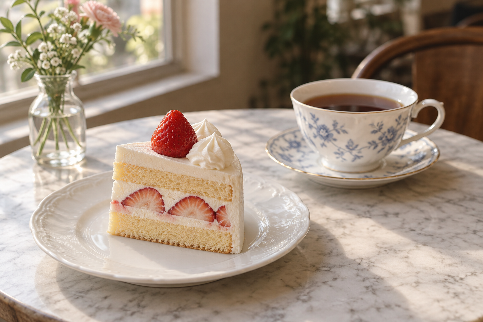 Illustrated cake and tea