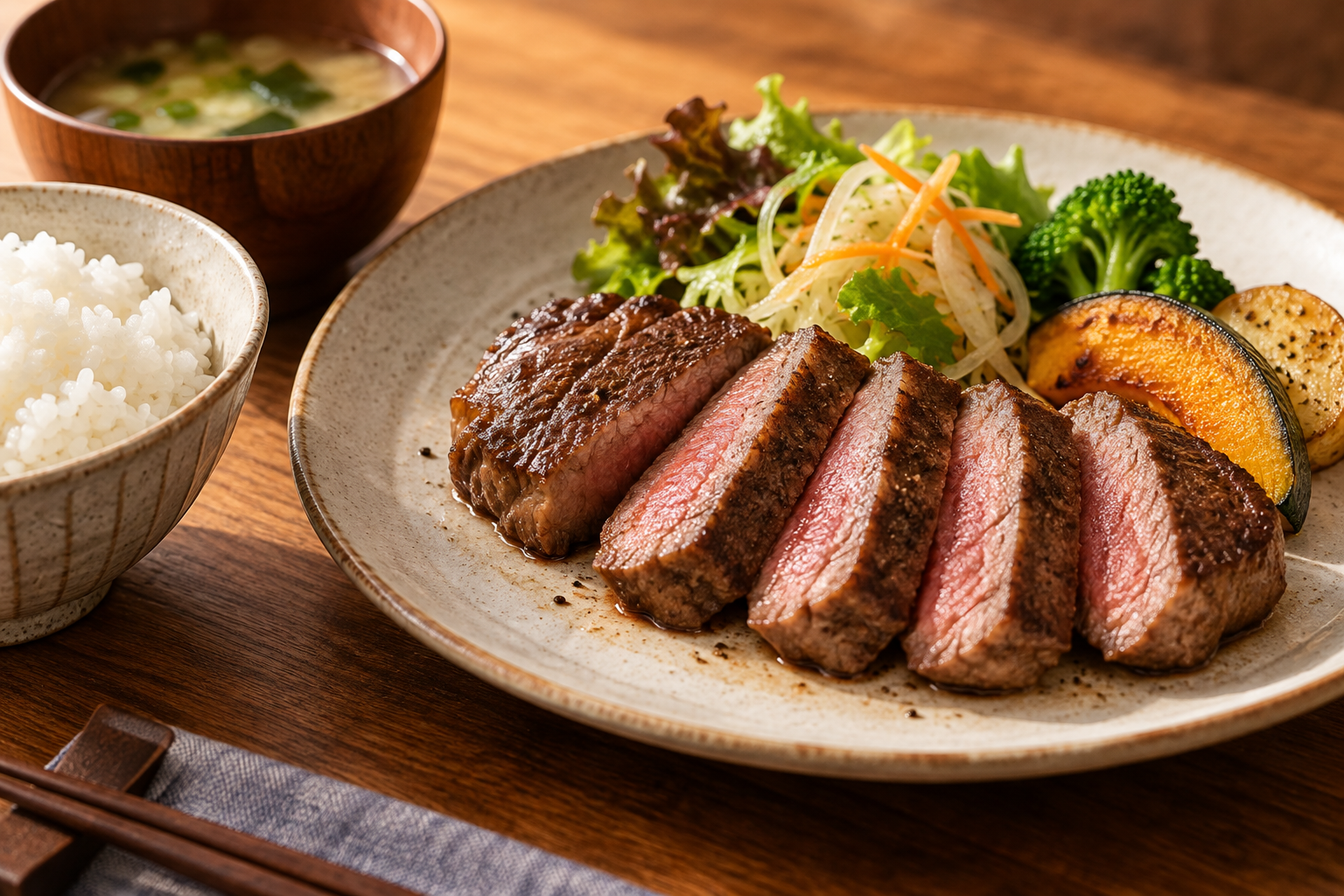 Illustrated steak meal