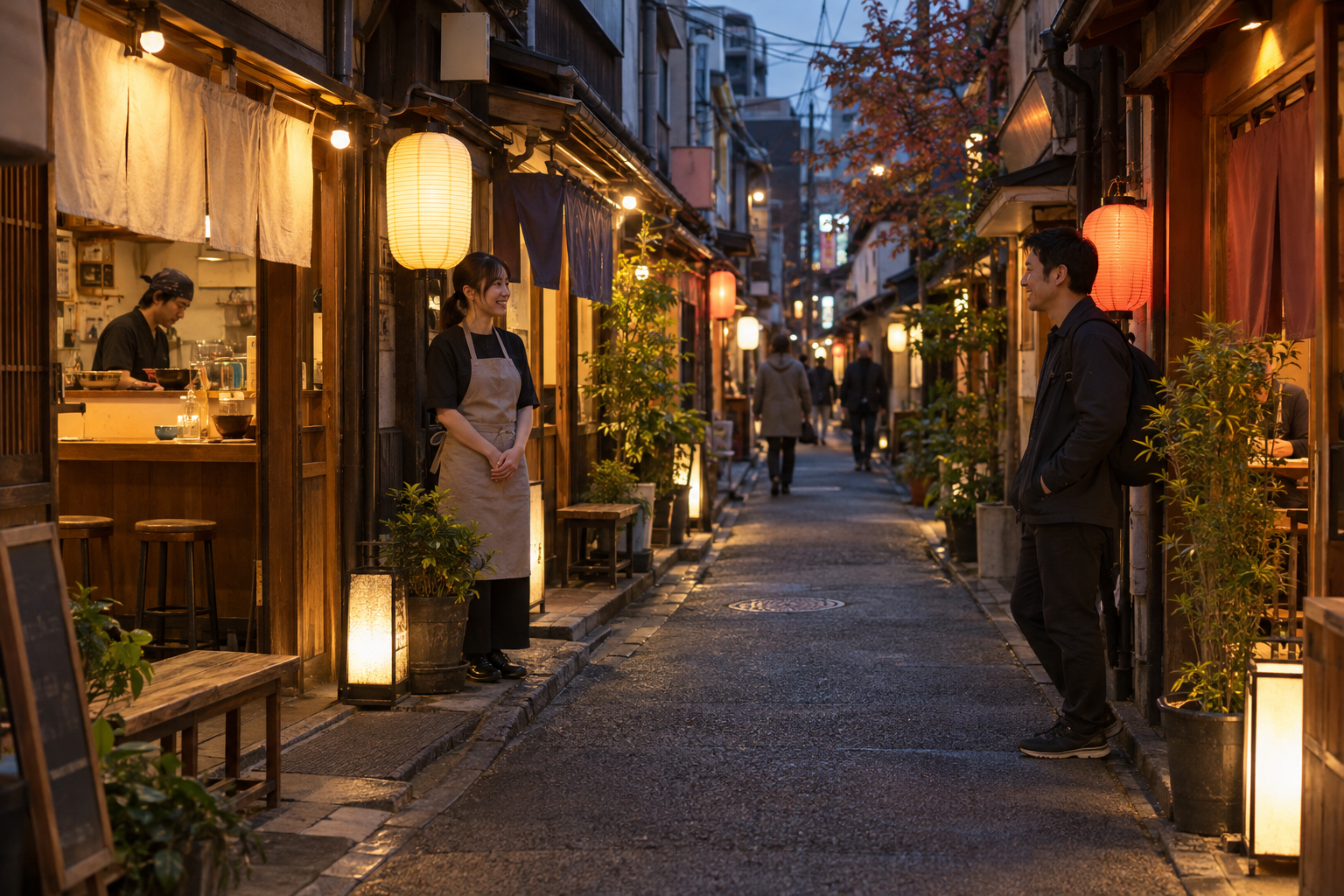 Concept of a small dining alley