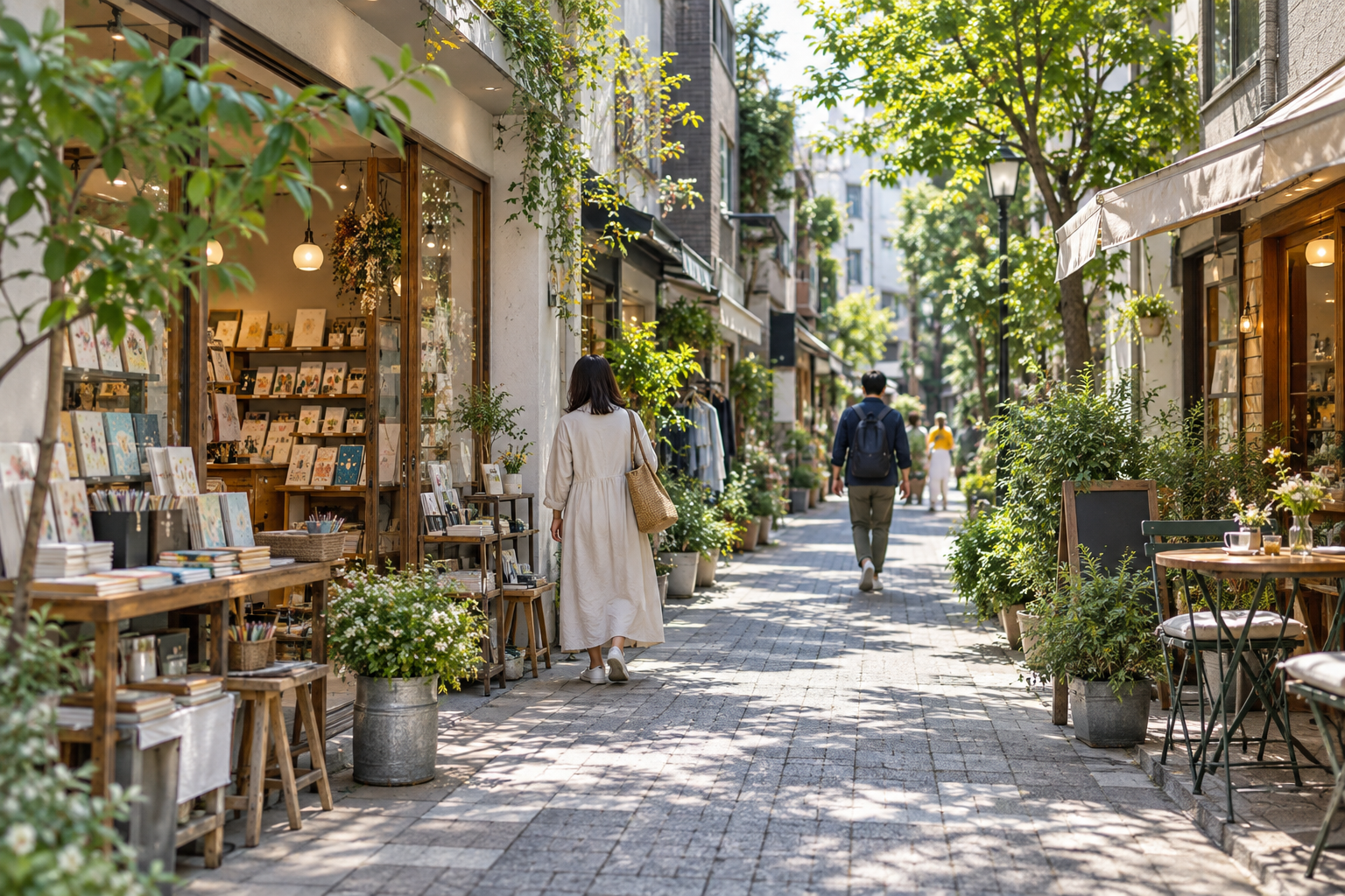 Concept of small shops on a side street