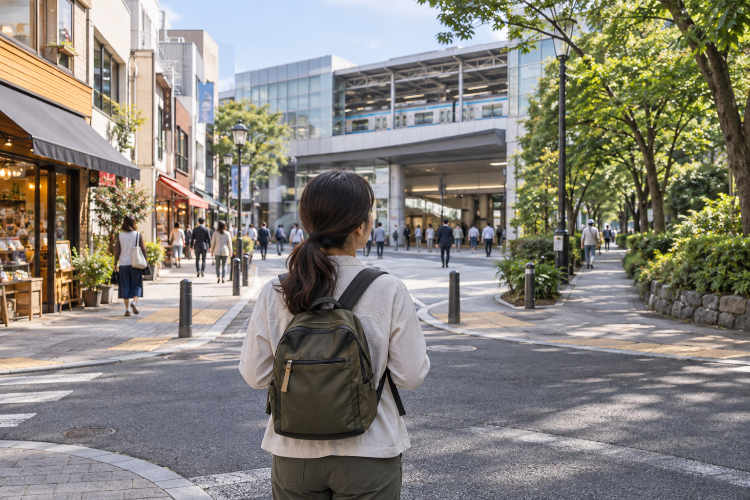 Traveler near a generic Tokyo station