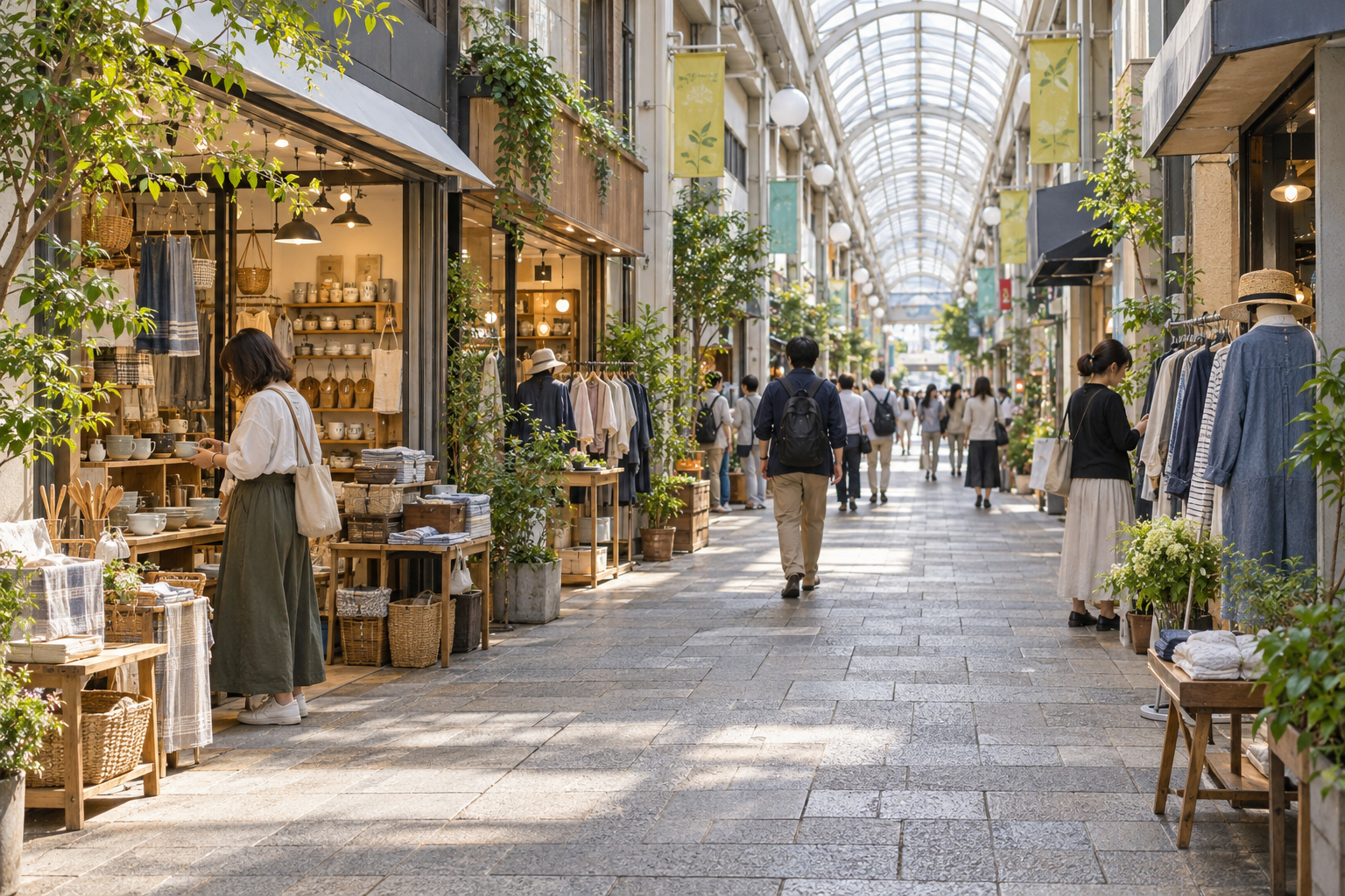 Concept of a covered shopping arcade