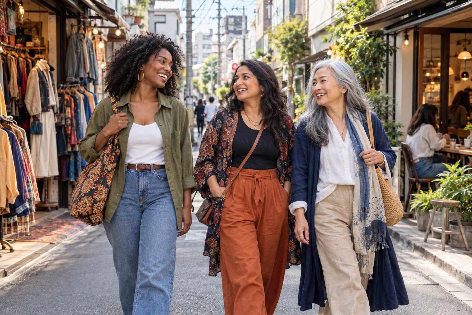 Visitors on a small shopping street