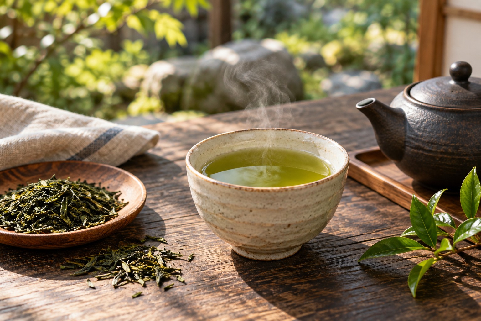 Japanese tea and loose leaves