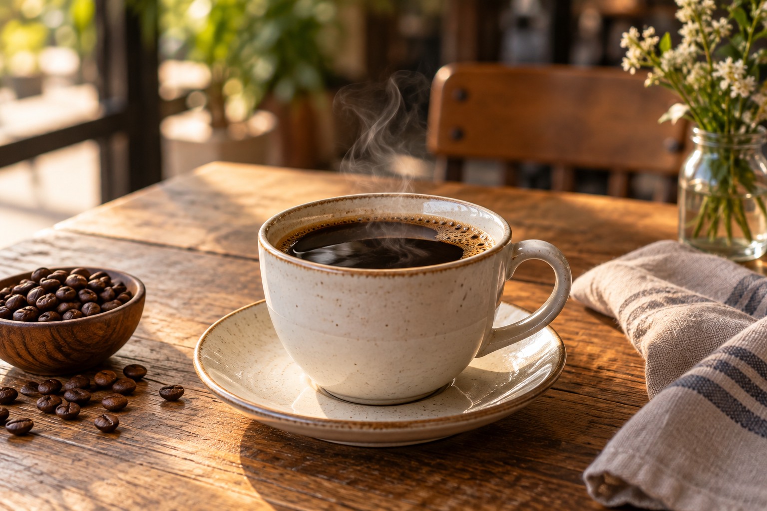 Coffee in a classic cafe cup