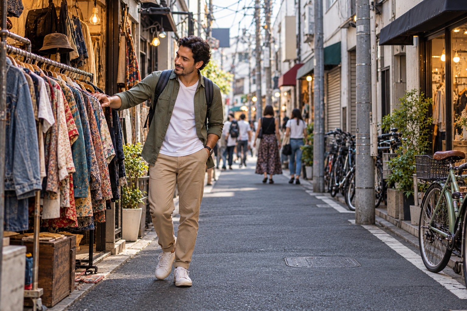 A shopping-lane browsing scene