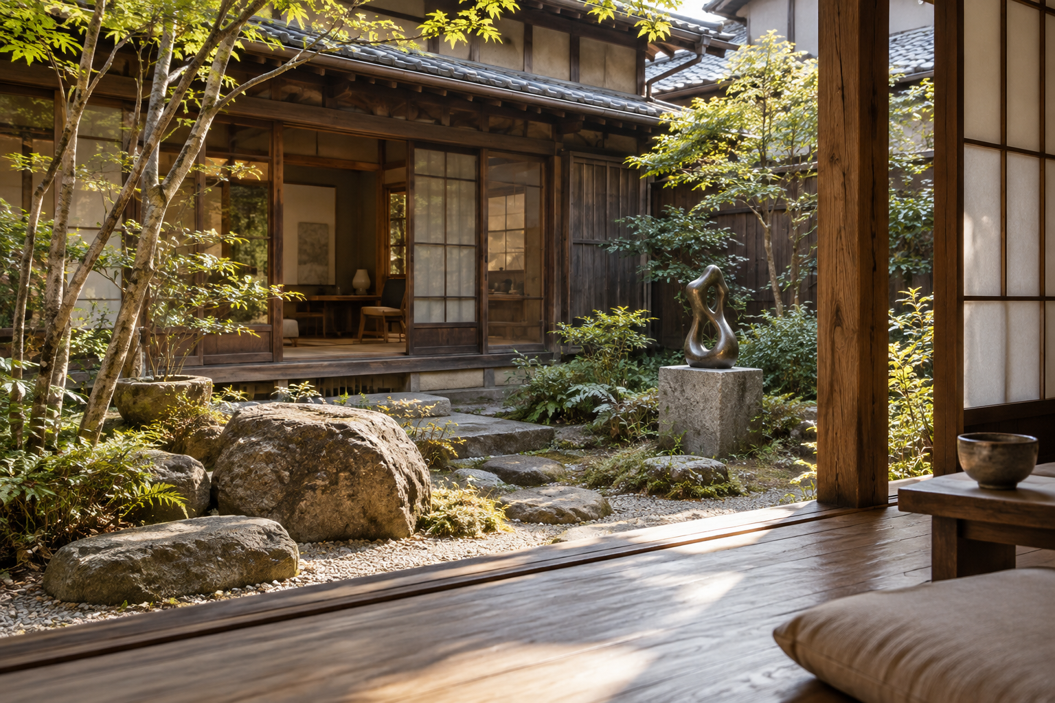 A conceptual sculpture courtyard